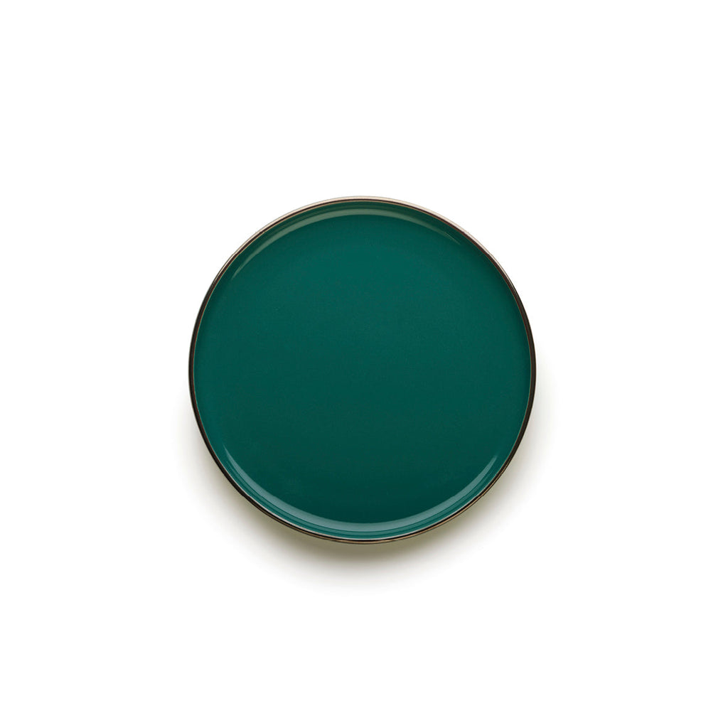 Set of 4 dessert plates embossed - Dark green