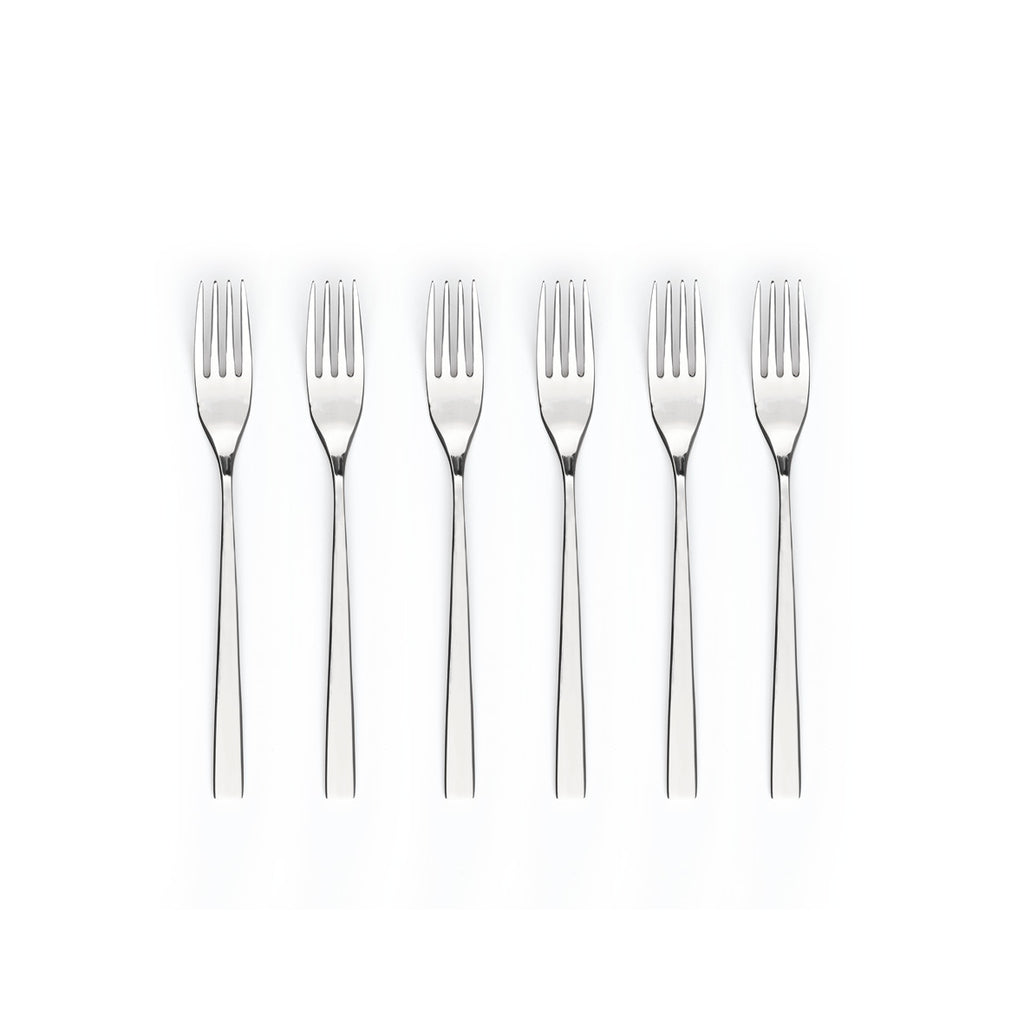 Set of 6 dessert forks - Silver mirror